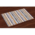 thumbnail image 1 of Ambesonne Tribal Place Mats Set of 4, Watercolor Zigzag Lines, Standard Size, Navy Blue Orange Black, 1 of 4