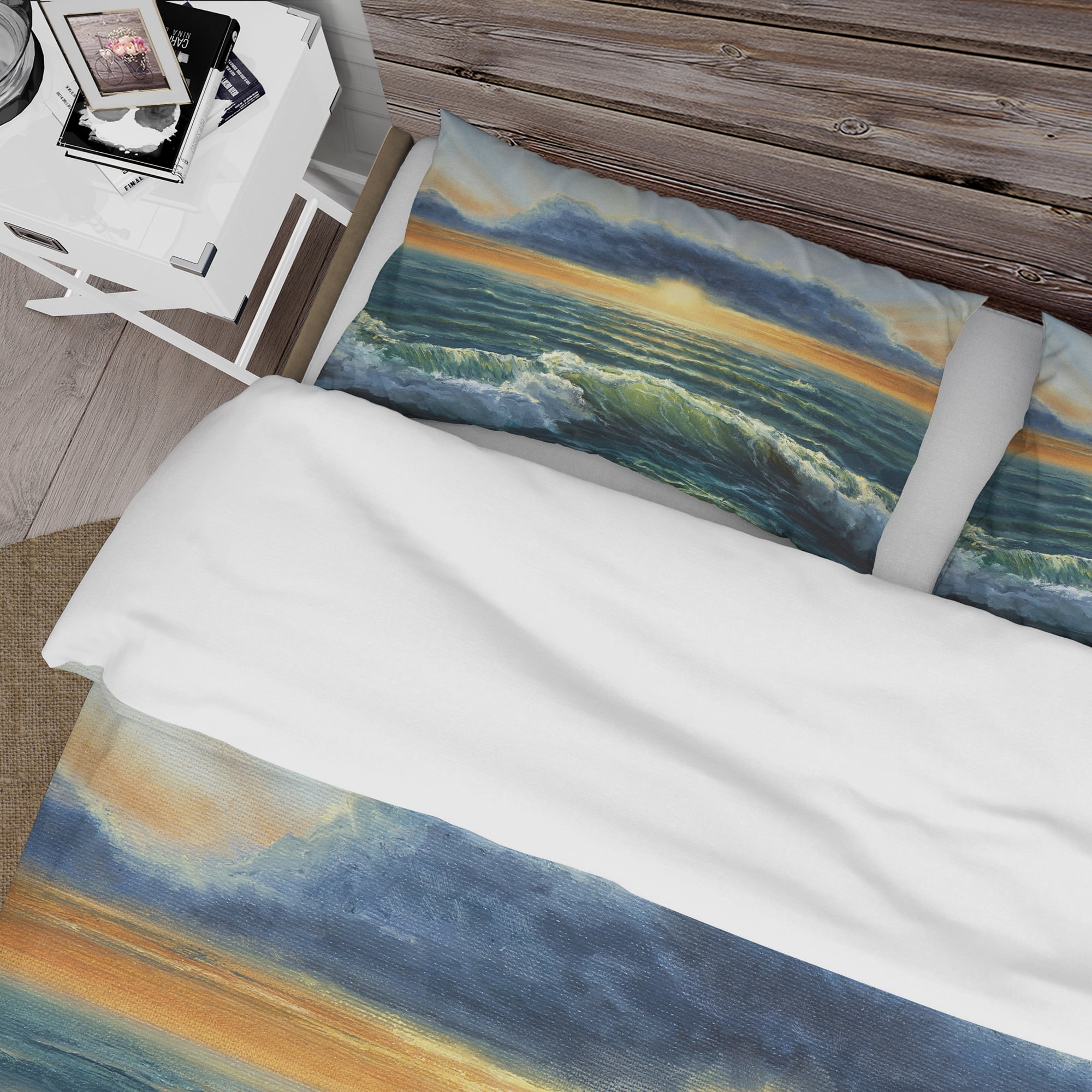 Designart 'Sunset Over Cloudy ocean' Sea & Shore Duvet Cover Set