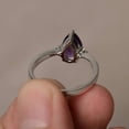 thumbnail image 3 of Natural Amethyst Ring Wedding Ring Pear Cut Gemstone February Birthstone Ring Purple Gems Sterling Silver Ring, 3 of 3
