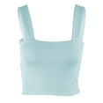 thumbnail image 4 of DHFJKG Women's Sexy Crop Tank Top Square Neck Wide Straps Tight Solid Color Basic Cami Shirts Summer Night Out Club Party Wear Soft Tops, 4 of 6