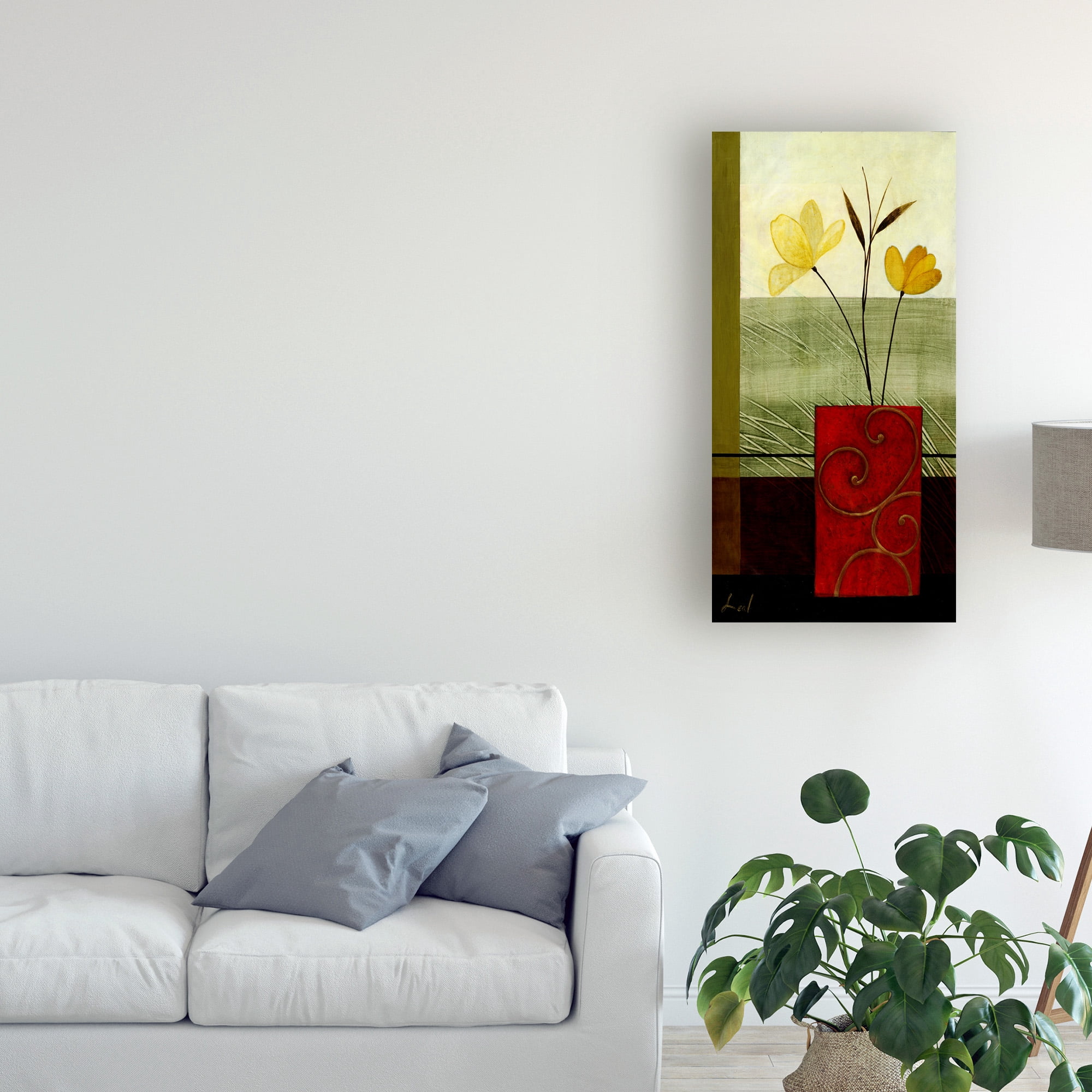 Trademark Fine Art 'Red Ornate Vase Yellow 1' Canvas Art by Pablo Esteban