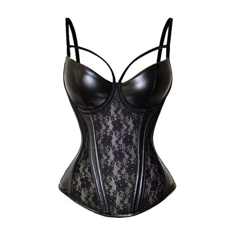 Women's Sexy Corset Leather Lingerie for Women Gothic Black