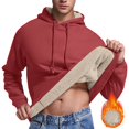 thumbnail image 2 of Lovskoo Mens Winter Hoodies Warm Fleece Sherpa Lined Winter Warm Pullover Hooded Sweatshirt Claret, 2 of 9