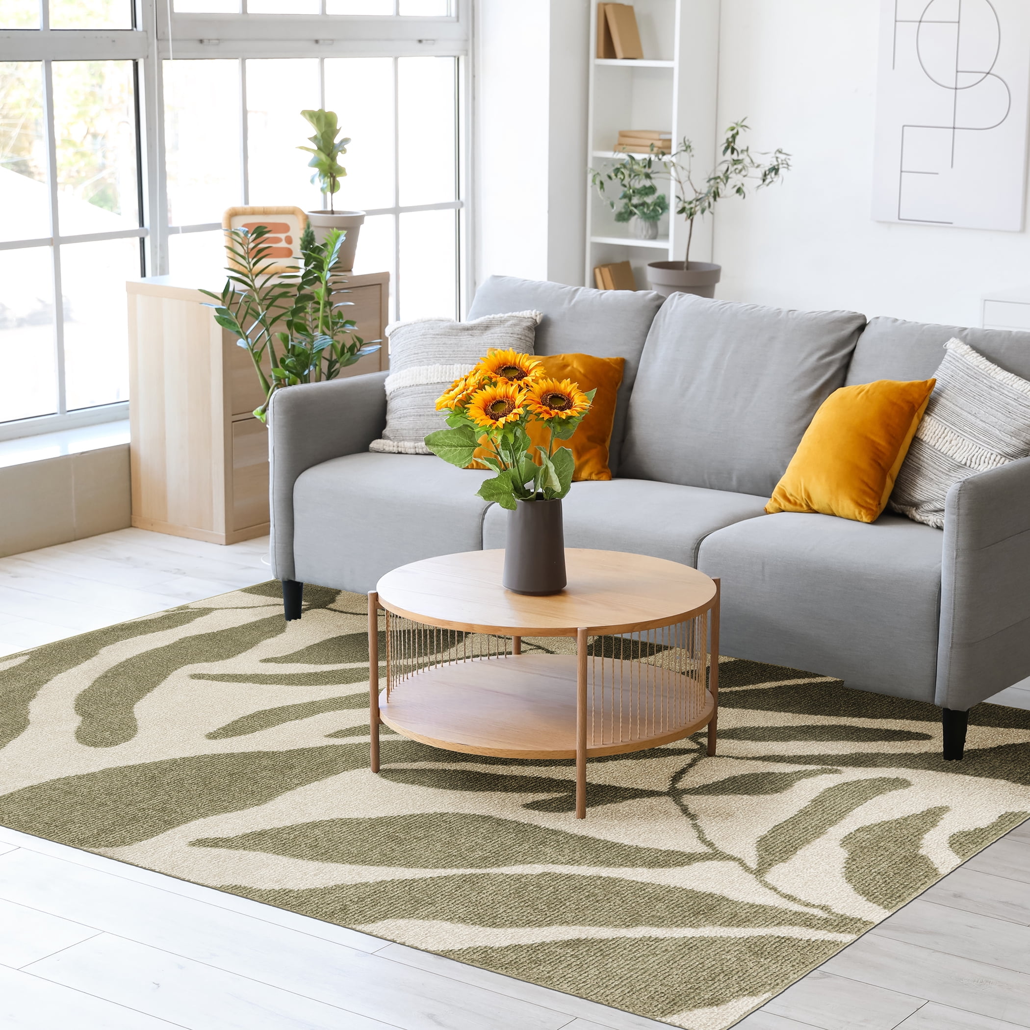 Mainstays Modern Leaf Area Rug, 5'x7'