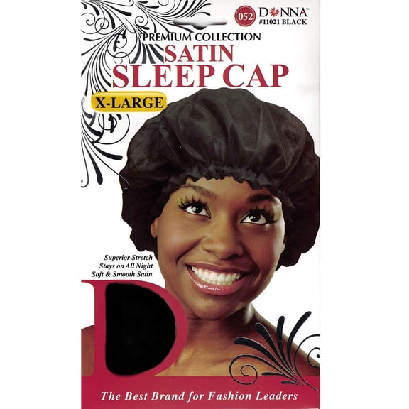 Donna Collection XL Satin Sleep Cap Black #11021