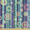 thumbnail image 2 of Ambesonne Abstract Fabric by the Yard Upholstery, Stripes Circles Party, 1 Yard, Multicolor, 2 of 5