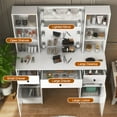 thumbnail image 3 of Ciumeeo Vanity Set with Mirror and Lights Makeup Table with 3 Drawers & 2 Cabinets & 4 Shelves, White, 3 of 9