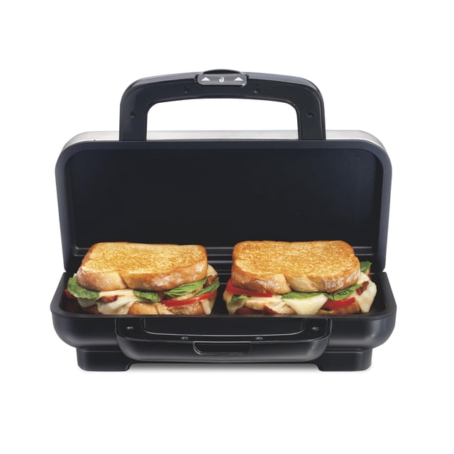 Proctor Silex Deluxe Hot Sandwich Maker With Easy-Clean Durable PFAS-Free Nonstick Ceramic Plates, Fits up to 2 Grilled Cheese, R