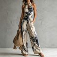thumbnail image 4 of Sunnin Halter Neck Floral Jumpsuit with Pockets Wide Leg Sleeveless Casual Summer Wear, 4 of 6