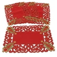 thumbnail image 4 of Fennco Styles Pandoro Collection Holiday Embroidered Christmas Tree Cutwork Placemats 14 x 20 Inch, Set of 4 – Red Table Mats for Christmas Dinner, Family Gathering, Special Events, 4 of 7