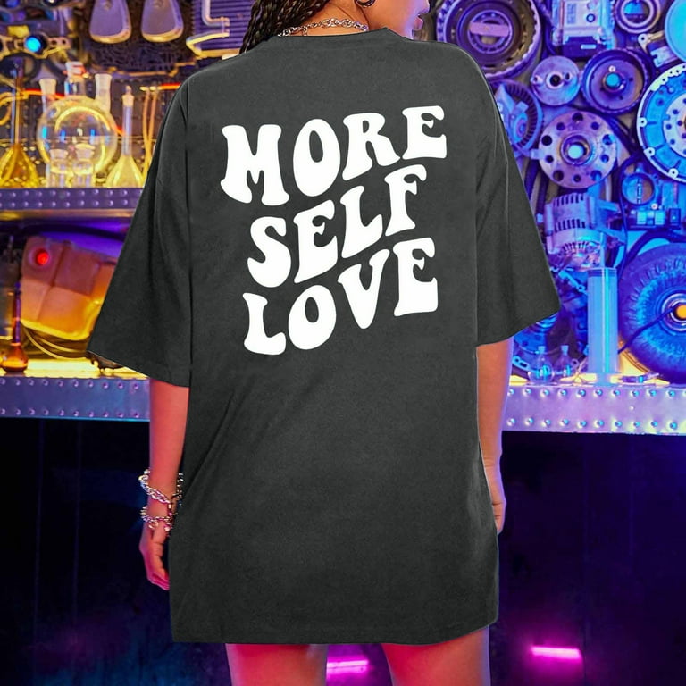 Womens Plus Size Clearance 5 Oversized T Shirts for Women Plus Size Slogan Graphic Drop Shoulder Short Sleeve Tops Summer Loose Pullover Tees