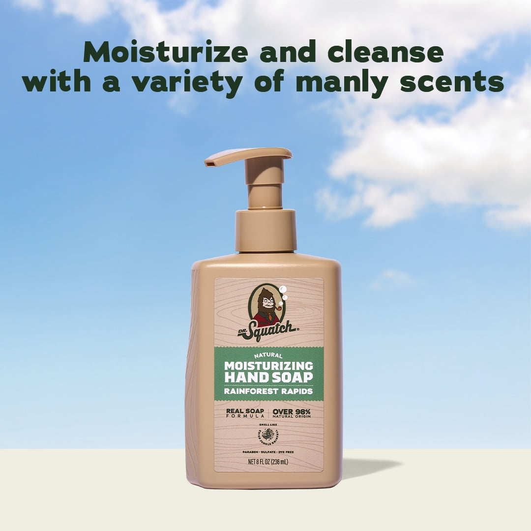 Dr. Squatch Liquid Hand Soap, Natural Moisturizing Hand Wash, Rainforest Rapids, 8 fl oz