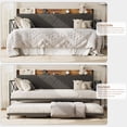 thumbnail image 4 of Daybed with Trundle and LED Lights, Twin Size Sofa Bed with Upholstered Headboard & Charging Station, Metal Frame for Bedroom, Living Room, Guest Room, 4 of 9