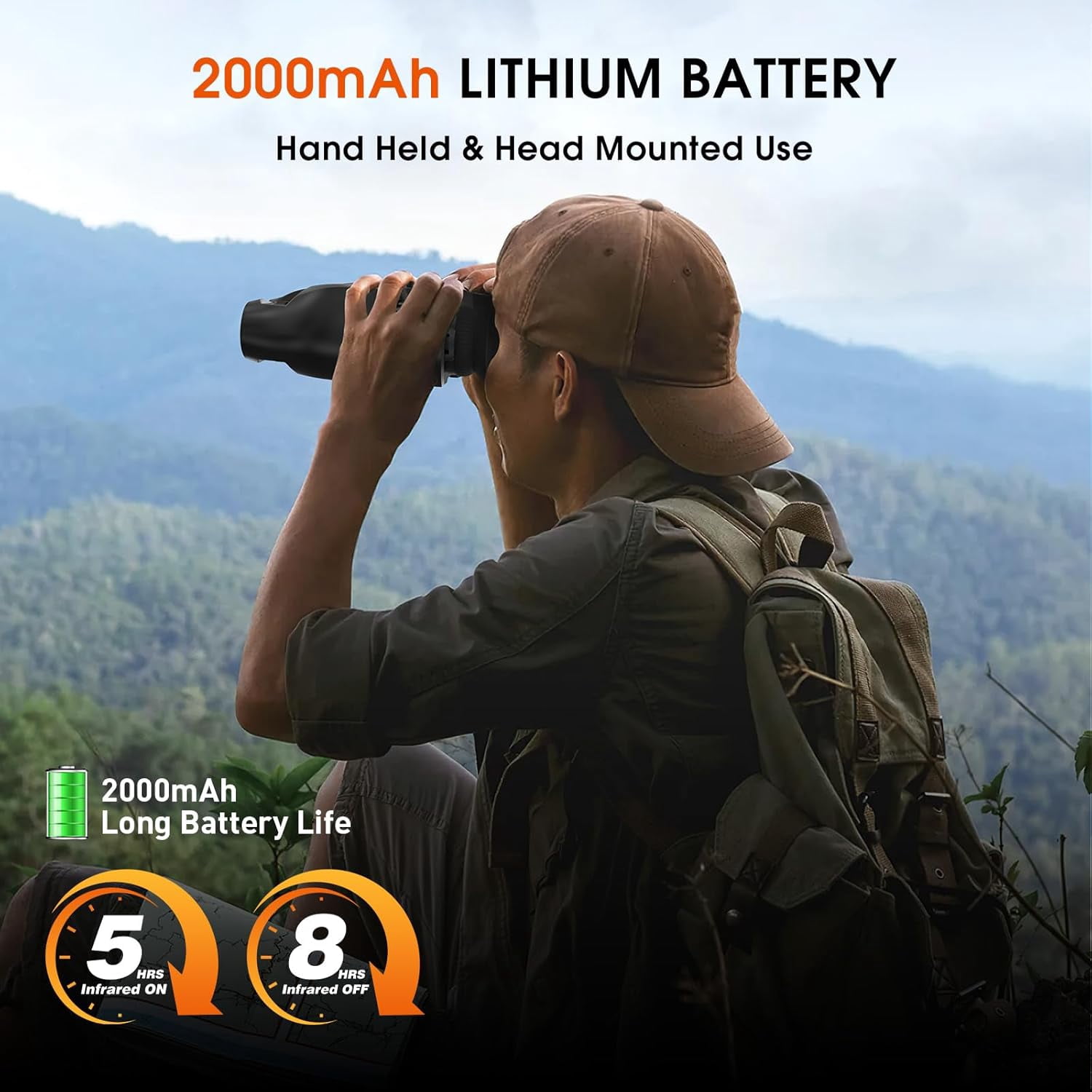Night Vision Goggle Head Mounted Hands Free Infrared Night Vision Binoculars USB Rechargeable Night Vision Goggles with Head Strap 5X Digital Zoom 32GB SD Card Compatible with Helmet