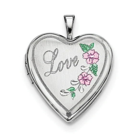 Sterling Silver 20mm D/C & Enameled Love Heart Locket