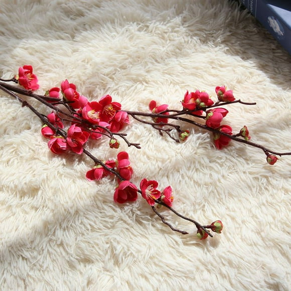 Clearance under $5! Artificial Flowers Kingtowag Silk Faux Flowers, Artificial Fake Flowers Plum Blossom Floral Wedding Bouquet Home Decor Hot Pink, Home Office Table Desk Decor