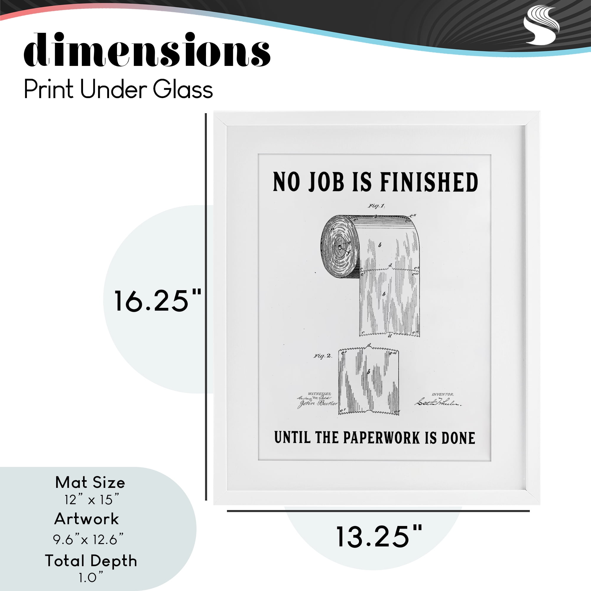 No Job Finished Toilet Paper White Framed Print Under Glass, design by Lettered and Lined