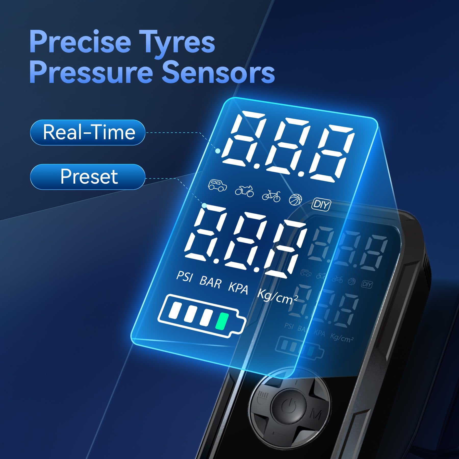 Cordless Portable Tire Inflator, 150 Psi Digital Pressure Gauge, 4500mAh Long Range Battery, Air Compressor for Car Tires with Automatic Shutoff, Emergency LED Light, Compact Automotive Pump