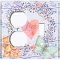thumbnail image 2 of Metal Light Switch Wall Plate Outlet Cover (2 Teddy Bears With Love Heart Flower Balloon Flower Wreath Purple - Single Duplex Single Toggle), 2 of 2