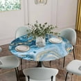 thumbnail image 2 of Blue Gold Marble Fitted Tablecloth with Elastic Edged, Round Table Cloth for Dining Table, Modern Abstract Geometric Gradient Waterproof Oil Proof Table Cover for Indoor Outdoor 36"-44", 2 of 8
