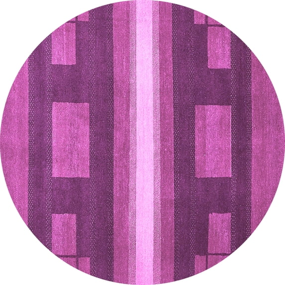 Ahgly Company Indoor Round Abstract Purple Modern Area Rugs, 4' Round