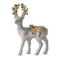 HCTSHG Christmas Tree Reindeer Ornament, Flocked Elk Deer Figurines for Xmas Tree Hanging Decor, Holiday Pendant Statues for Christmas Tree and Home Decoration