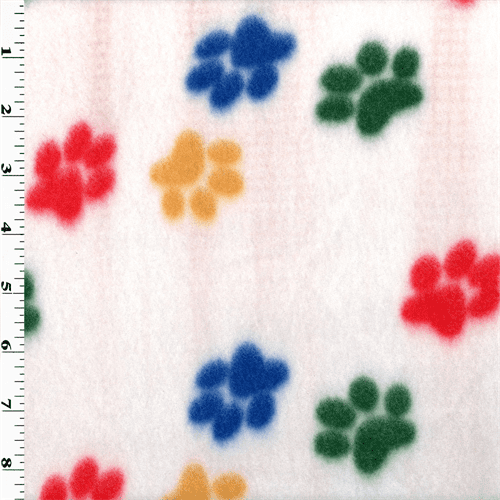 Multi Paw Print Fleece, Fabric By the Yard