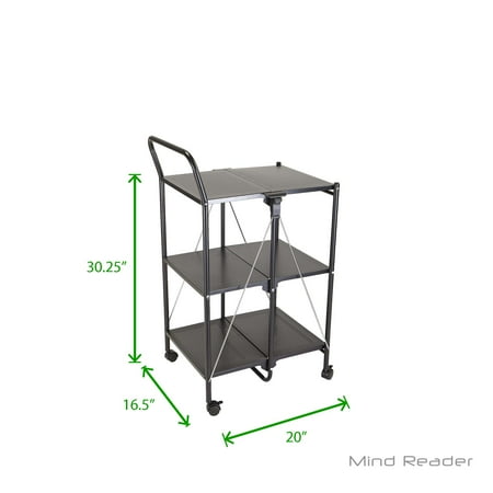 Purpose Utility Cart - Mind Reader 3 tier Metal Shelf Fold-able All Purpose Utility Cart, Black