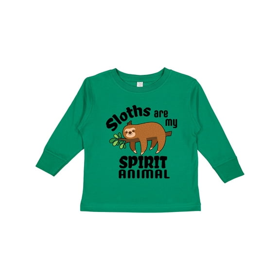Inktastic Sloths Are My Spirit Animal with Cute Sloth Illustration Boys or Girls Long Sleeve Toddler T-Shirt