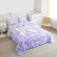 thumbnail image 4 of Homewish Kawaii Bow Knot Full Size Comforter Sets,Vintage Baroque Floral Bedding Comforter Set,Purple White Bedding Sets For Girl Teens,Super Cozy Room Decor Reversible,3-Piece, 4 of 9