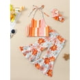 thumbnail image 3 of Bagilaanoe 3pcs Toddler Baby Girl Long Pants Set Striped Sleeveless Vest Tops + Flower Flare Trousers + Headband 6M 12M 18M 24M 3T 4T 5T Kids Casual Outfits, 3 of 9