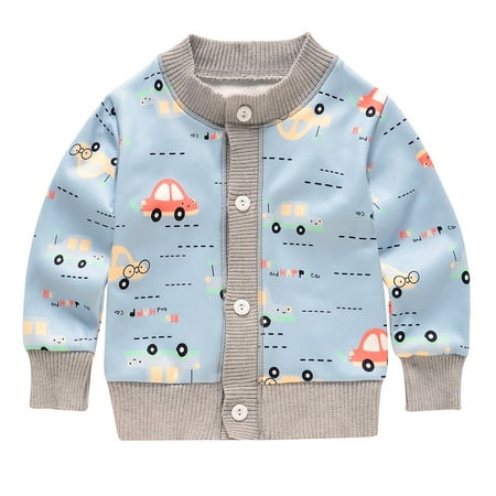 

Toddler Boy Kids Cartoon Knitted Warm Sweater Fleece Cardigan Coat Outwear