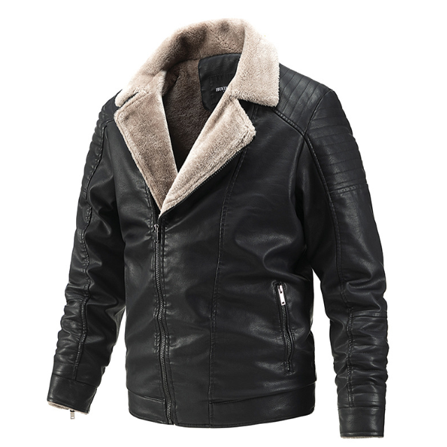 Chaqueta de cuero de terciopelo de cordero de invierno para hombre, además de chaqueta cálida de terciopelo, chaqueta de motocicleta Pompotops oipoqjl13887