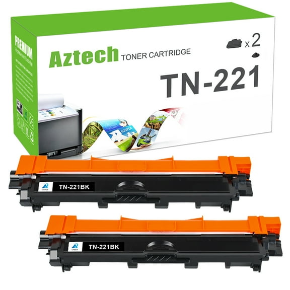 A AZTECH 2-Pack Compatible Toner Cartridge for Brother TN-221BK HL-3140CW HL-3150CDW HL-3170CDW MFC-9130CW MFC-9330CDW DCP-9020CDW Printer (Black)