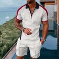 thumbnail image 2 of Vedolay Set For Men Casual Summer Men's 2 Pieces Shirt Set Short Sleeve Fashion Summer Tracksuits Casual Set,White M, 2 of 3