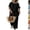 27# Black, variant on 2 Piece Cotton Linen Sets for Women Matching Set Summer Outfits Short Sleeve Tops Wide Leg Pants with Pockets Red XL