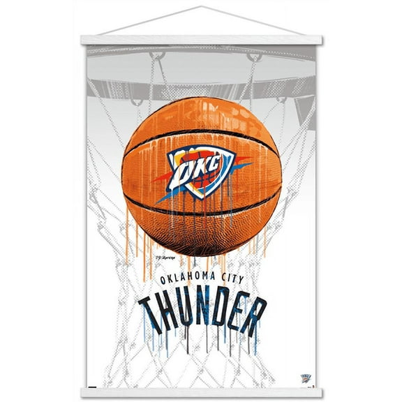 NBA Oklahoma City Thunder - Drip Basketball 21 Wall Poster with Wooden Magnetic Frame, 22.375" x 34"