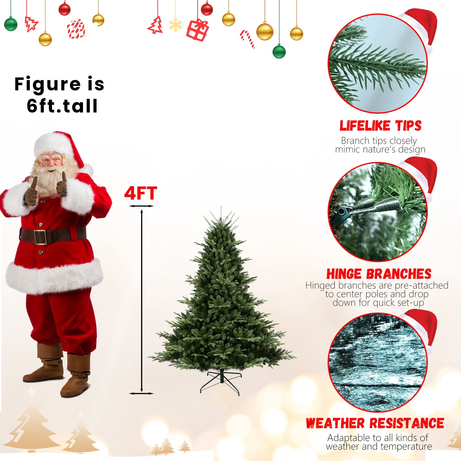 8ft Lush Christmas Tree 2257 Tips Hinged Branches Metal Stand Indoor Holiday Decor
