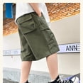 thumbnail image 5 of Boys Stretch Waist Cargo Shorts with Drawstring for Summer Casual Streetwear and Outdoor Activities Tween Kids Summer Soft Comfy Trousers Y2K Streetwear Cute Teen Basic Pants, 5 of 5