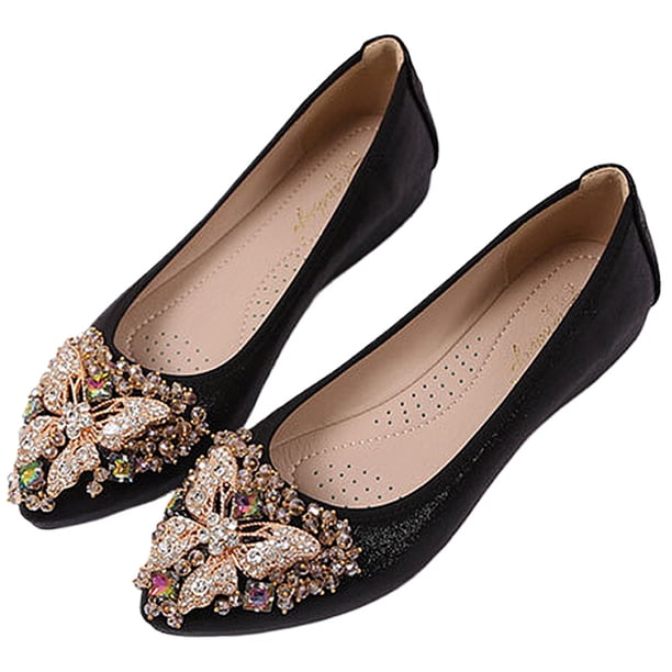 Zapatos Planos Brillantes Sin Cordones Ballet Plegables Antideslizantes para Viajes Al Aire Libre