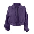 thumbnail image 4 of Vedolay Cardigan for Women Lightweight Bomber Jacket Casual Zip-Up Fashion Outwear Coat Purple,XL, 4 of 4