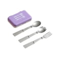 thumbnail image 2 of Juego de cubiertos para acampar, plegable, reutilizable, de acero inoxidable, tenedor, cuchara, tenedor, juego de metal Púrpura, 2 of 9