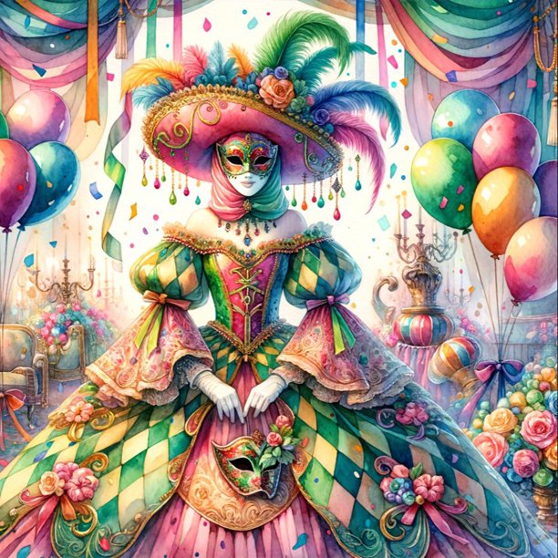 5D DIY Full Drill Round Painting Masquerade Girl Decor Art Craft 40x40cm
