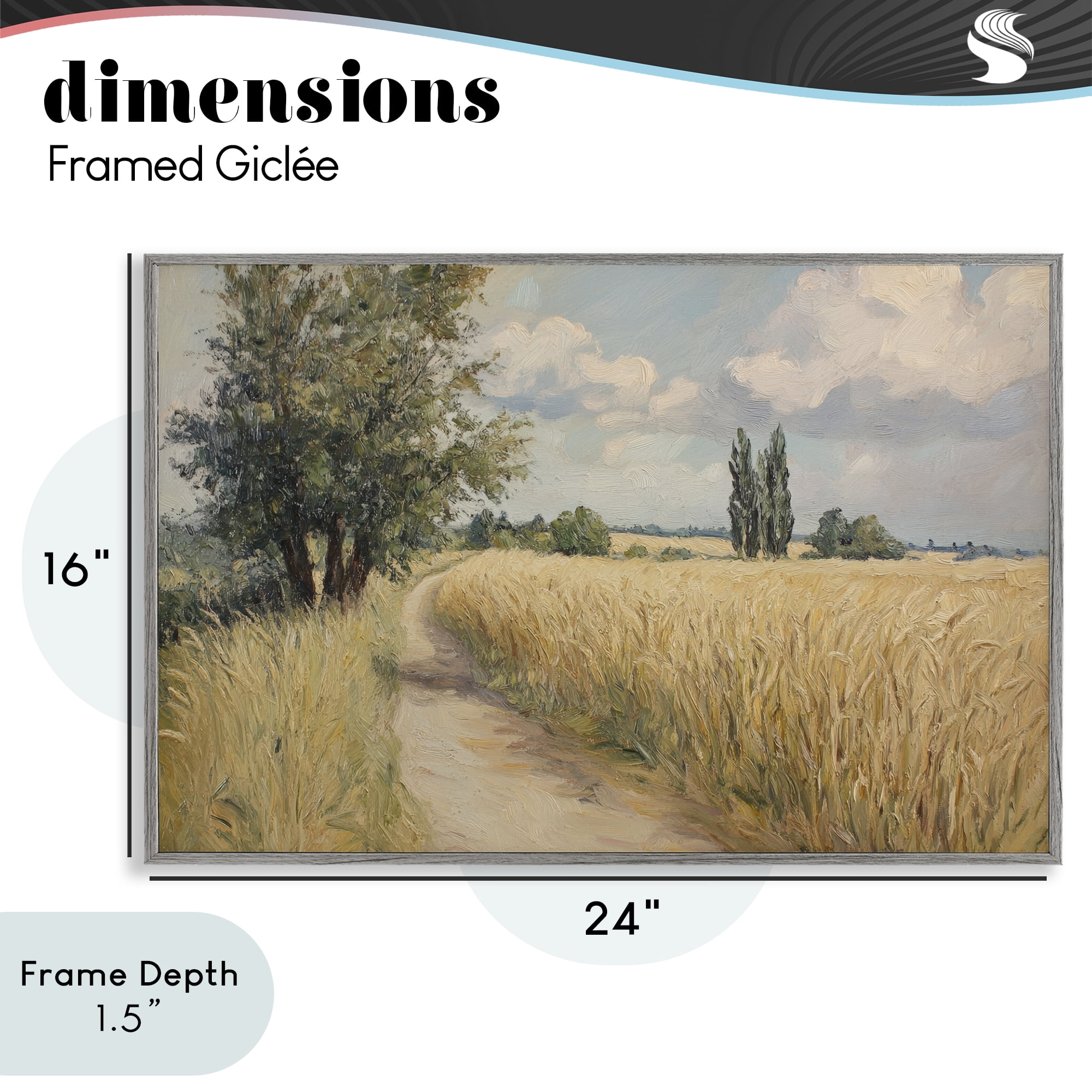 Stupell Industries Quiet Path Through Wheat Gray Framed Giclee Art, design by Petal Prints Design