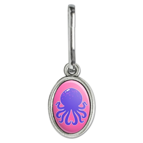 Cute Octopus Tentacles Ocean Antiqued Oval Charm Clothes Purse Suitcase Backpack Zipper Pull Aid