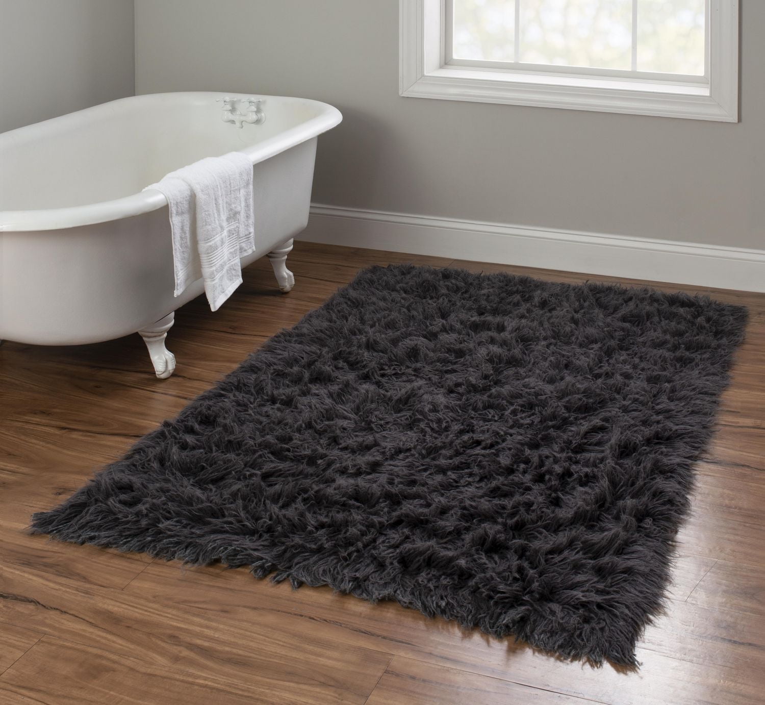 New Flokati 1400gr 3'6" x 5'6" Accent Rug, Grey