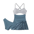 thumbnail image 6 of MSJUHEG Ruffle Cutout Swimdress,Tummy Control Swim Dresses,Wrap Swimwear,Womens Swimdress,One Piece Swimsuit with Skirt,Skirted Swimsuits for Women,Push Up Swim Dresses with Bottom Blue XL, 6 of 7