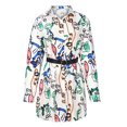 thumbnail image 4 of Blusa estampada de manga larga con botones y solapa informal con cinturón a la moda para mujer Fridja  bvmnju7592, 4 of 9