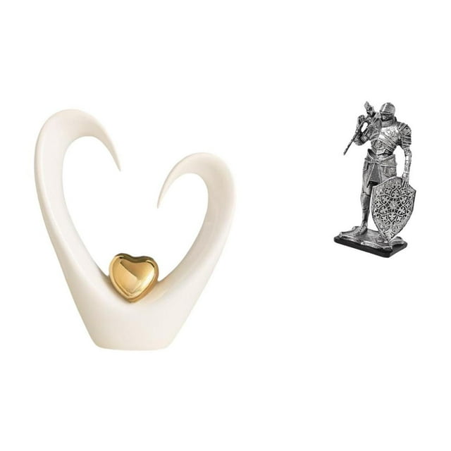 Figura de escritorio, escultura de corazón, estatua de caballero, arte coleccionable, adorno de resina de cerámica, moderno abstracto, para el hogar y