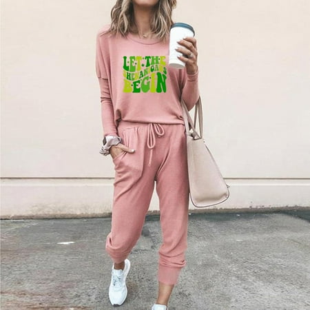 

Cathalem St. Patricks Printed For Womens Soft Pajama Sets Long Sleeve Pajama Tops Pants With Pockets Two Winter Women Clothes Pants Pink Medium